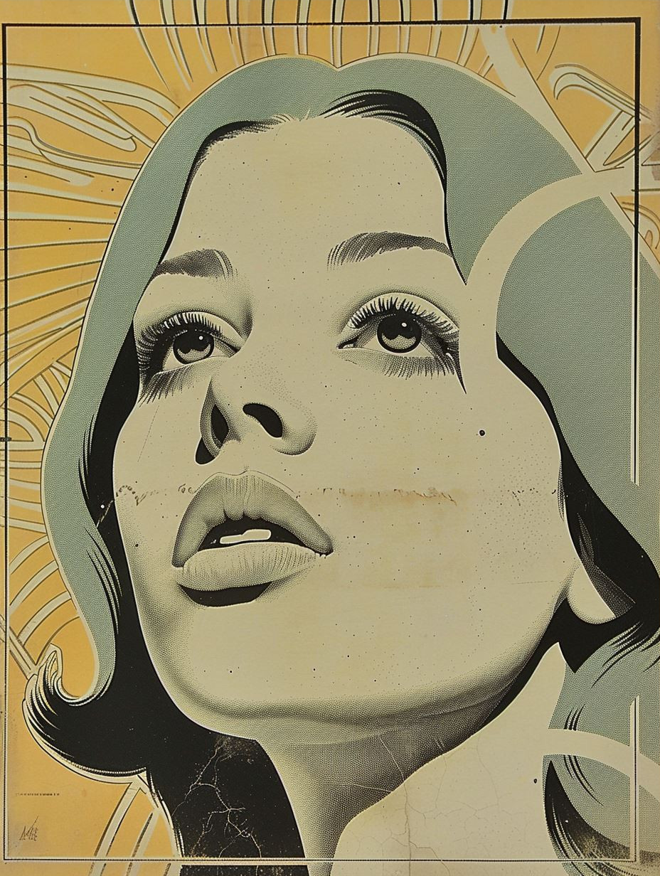Vintage Noir Linocut Portrait - Image 3