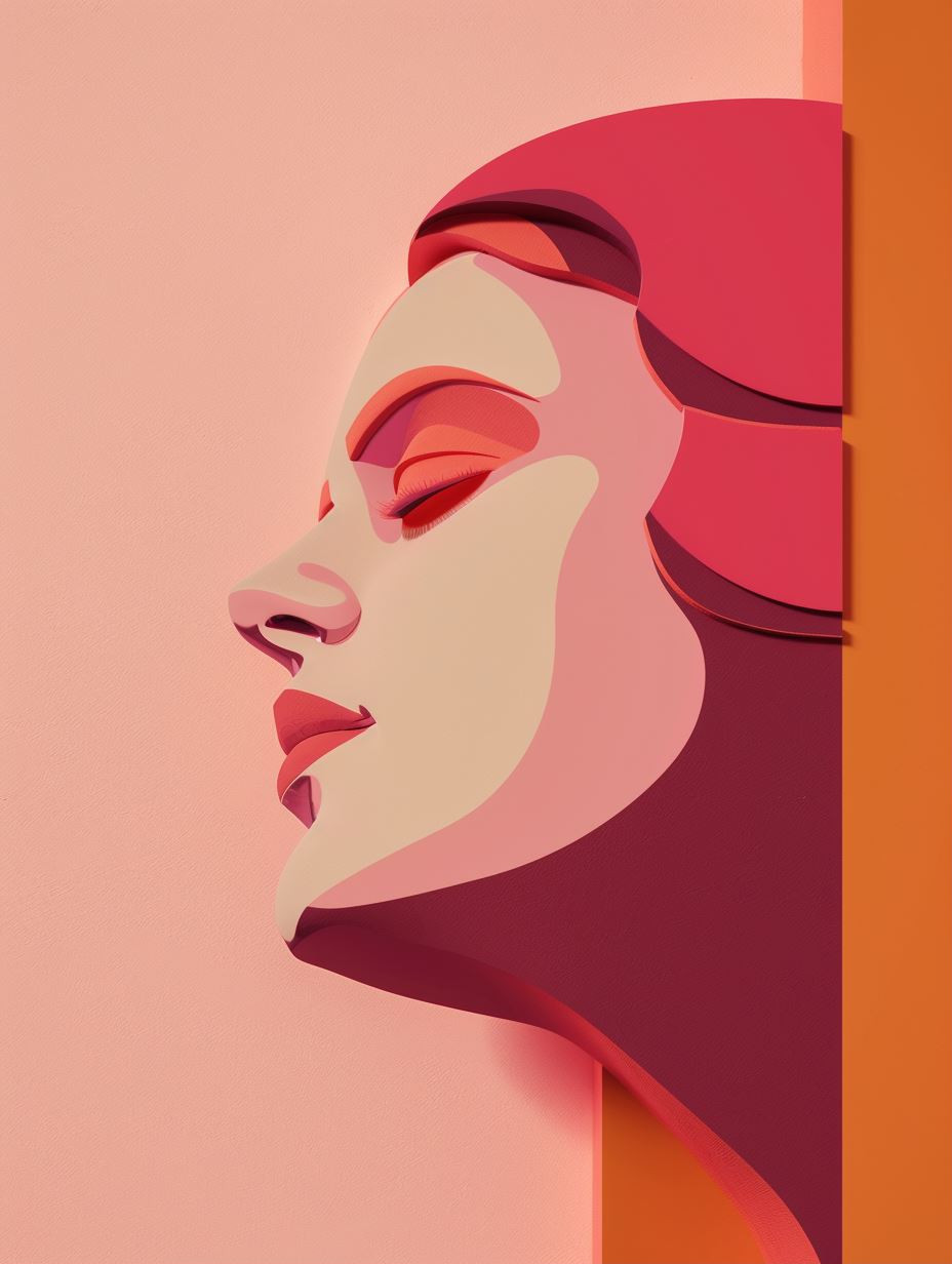 Layered Paper Portrait in Pink - Image 1