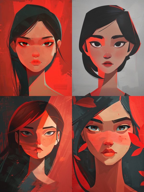 Crimson Visions: Four Faces of Contrast