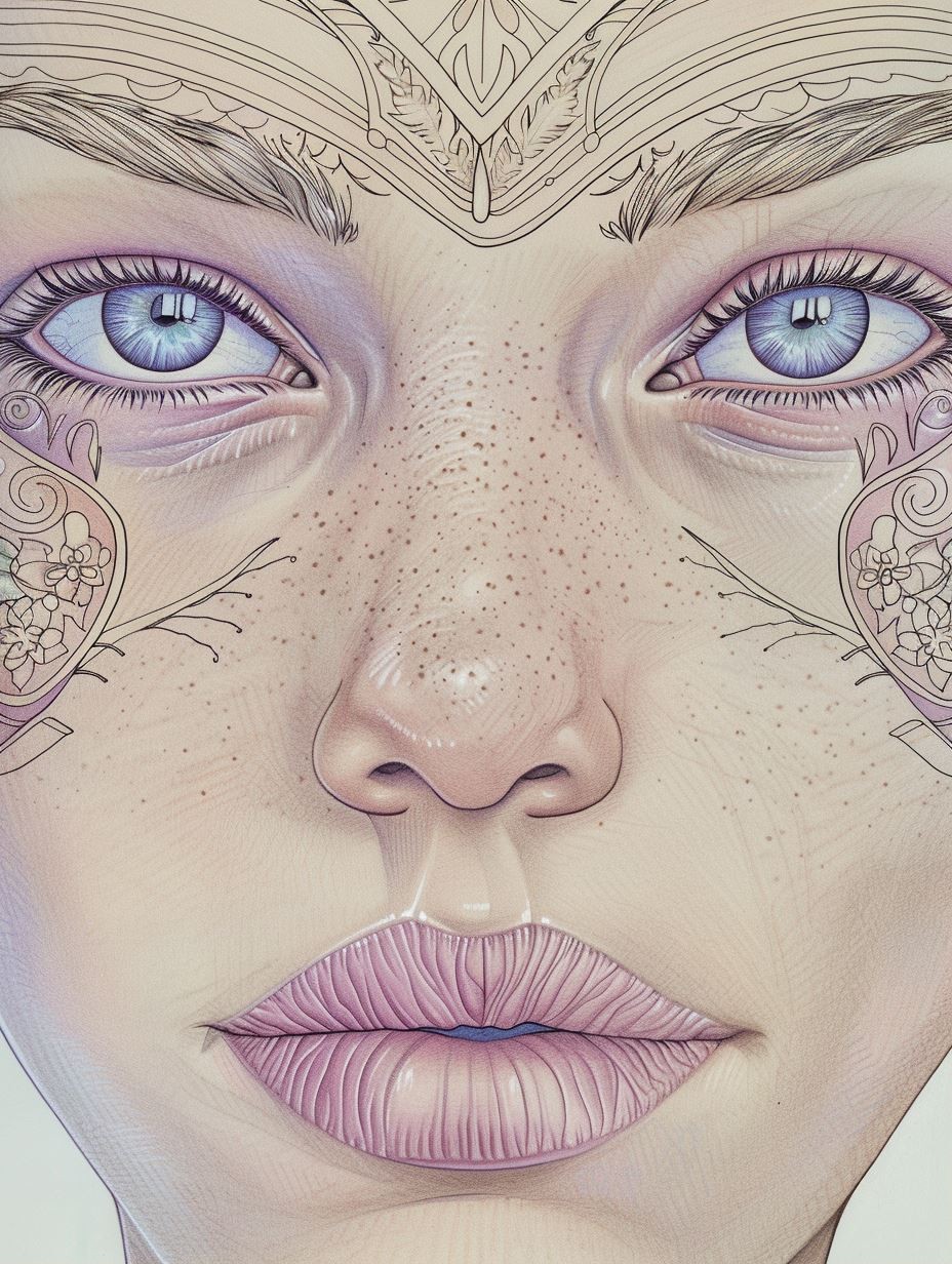 Ethereal Pastel Line Art Portrait