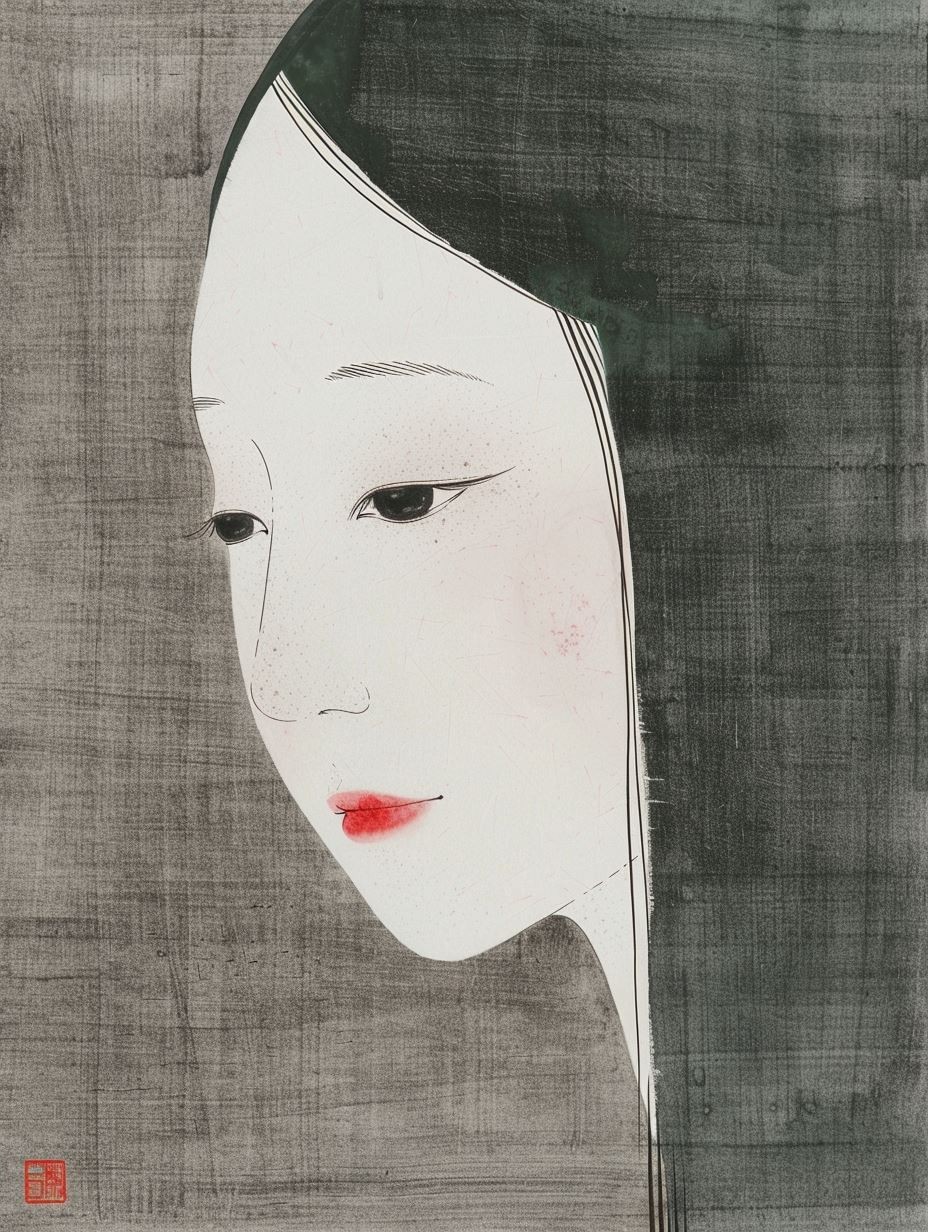 Minimalist Ink Portrait of Serenity - Image 2