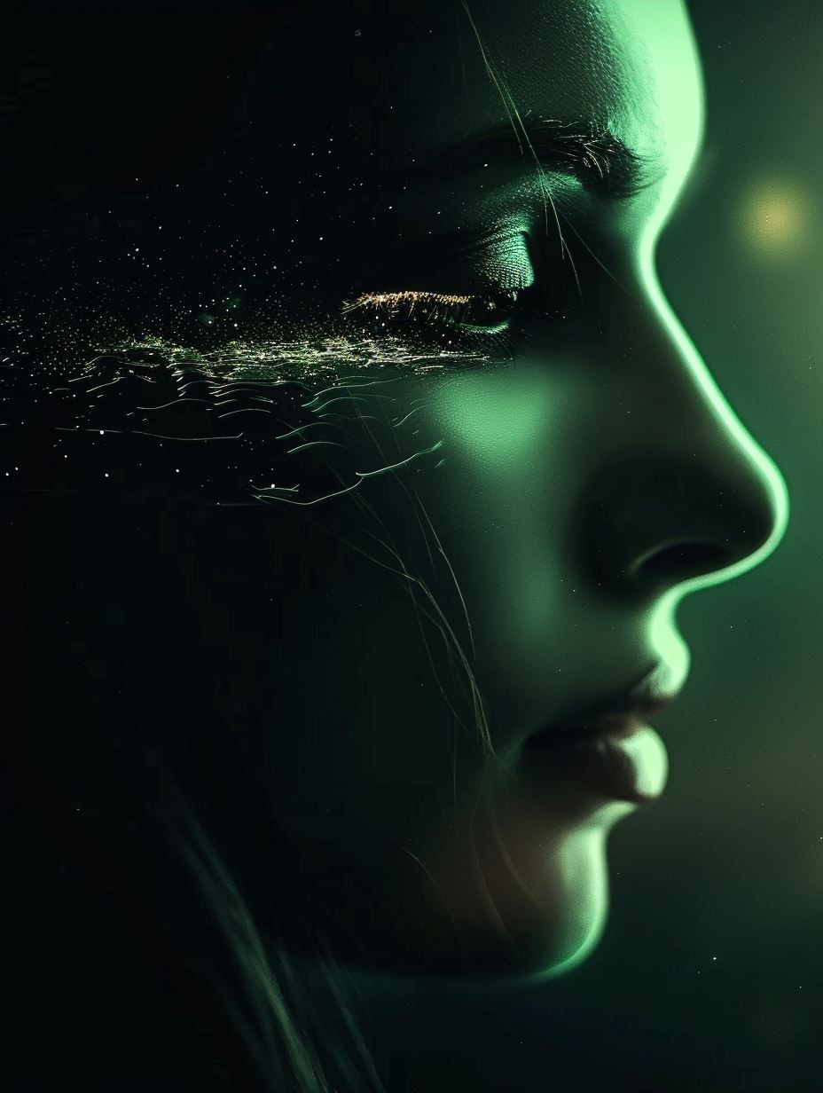 Ethereal Emerald Shadow Portraits - Image 3