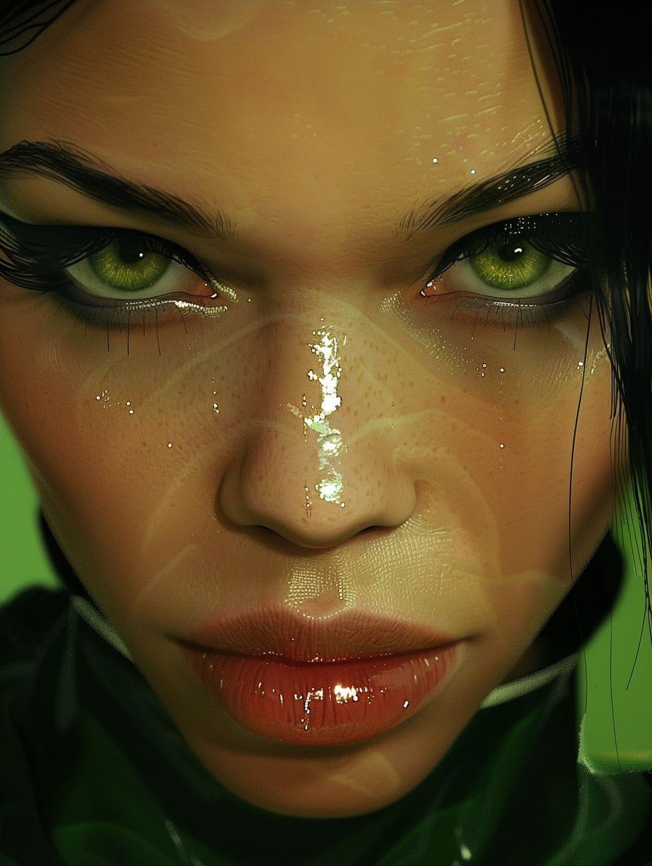 Neon Emerald Cybernetic Gaze - Image 4
