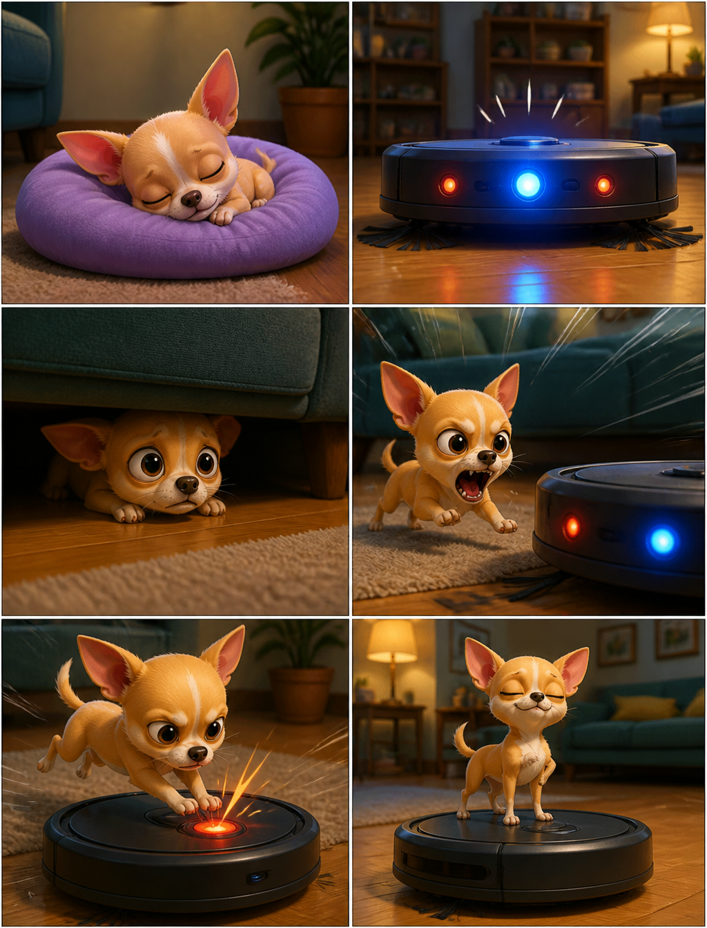 Tiny Chihuahua vs Robot Vacuum Storyboard