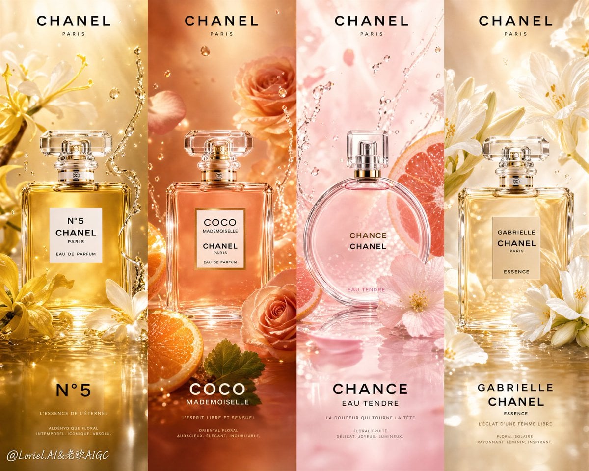 Chanel Luxury Fragrance Quad-Panel Campaign