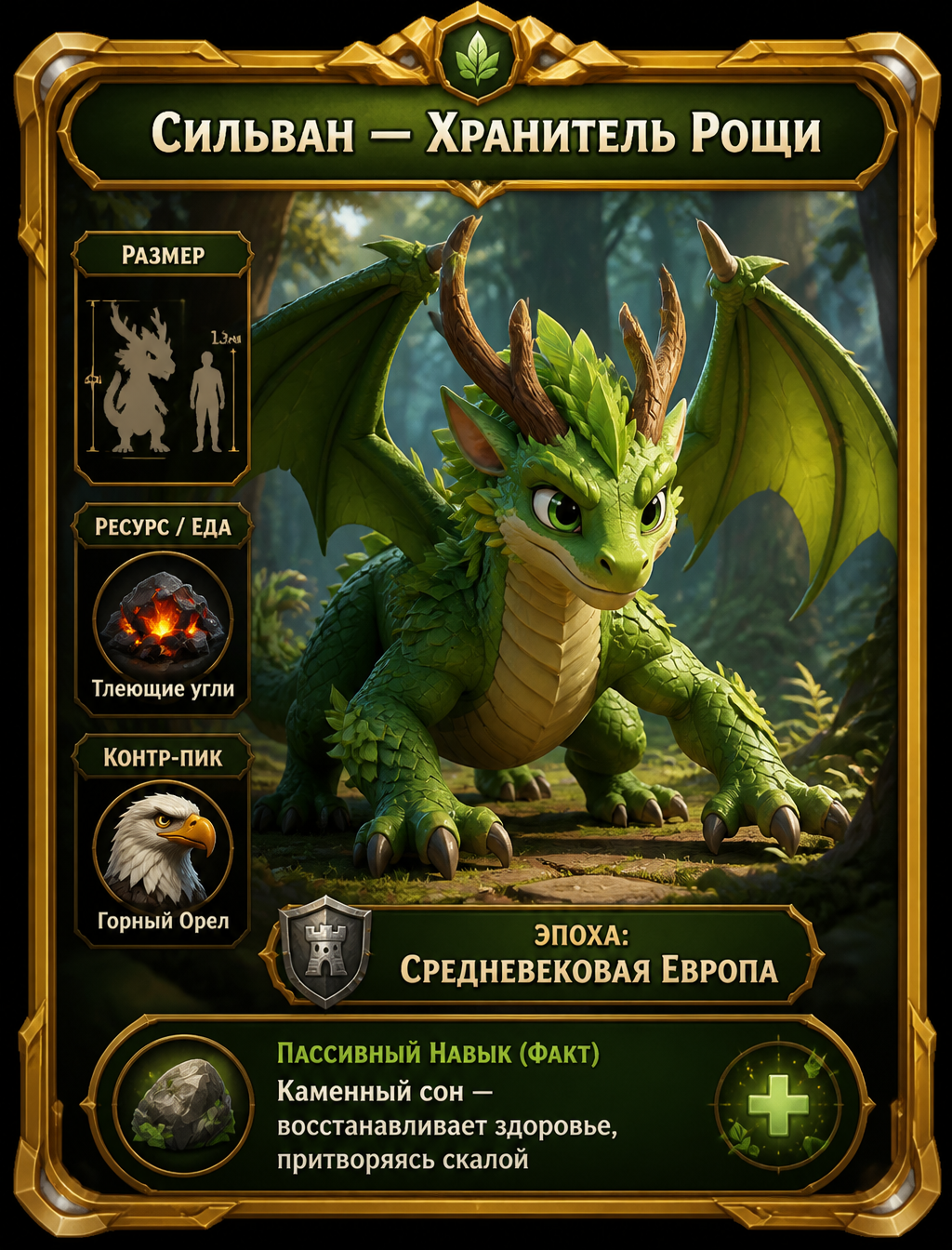 Pixar-Style MOBA Character Card: Sylvan the Grove Guardian