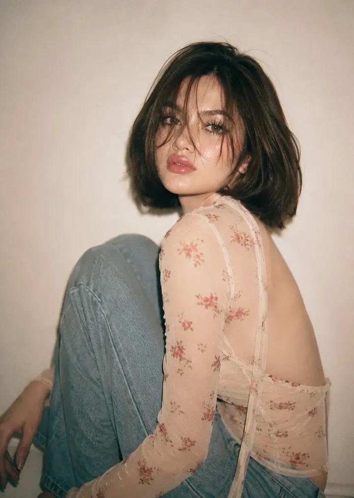 90s Editorial Portrait of a Curvy Woman in Floral Mesh
