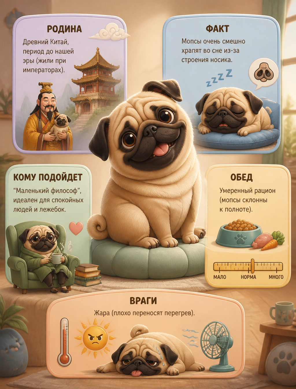 Pixar-Style Educational Pug Infographic
