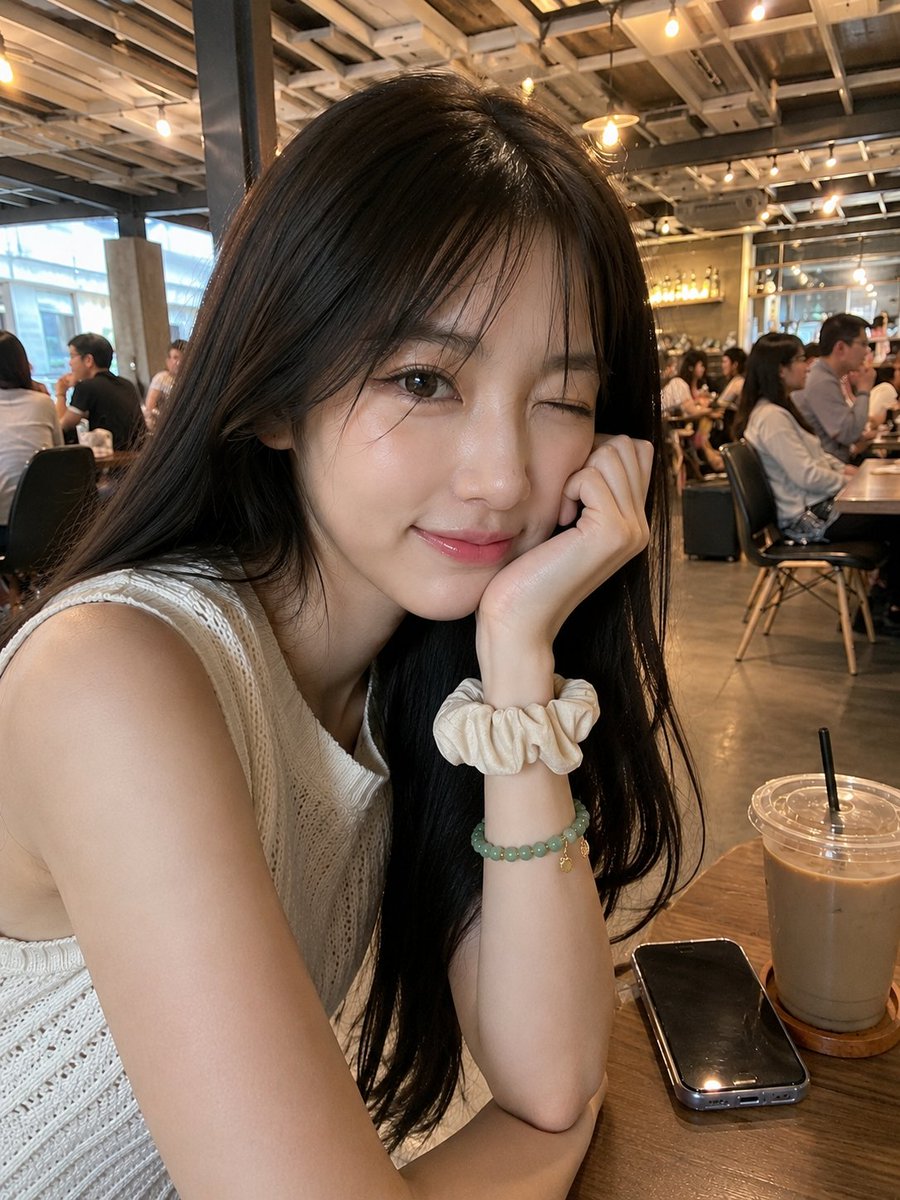 Candid Café Portrait of a Young Japanese Woman