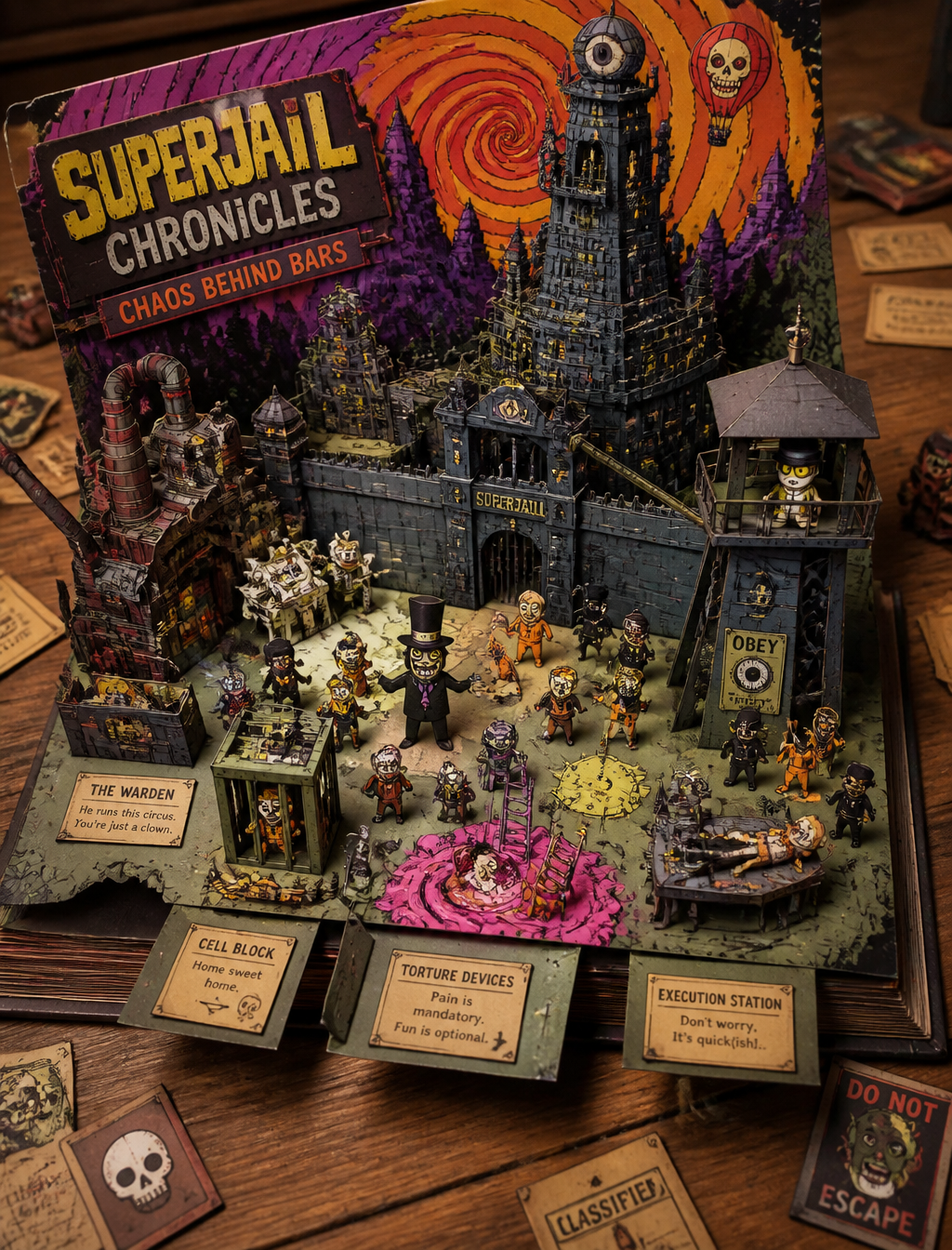 Psychedelic Papercraft Prison Diorama