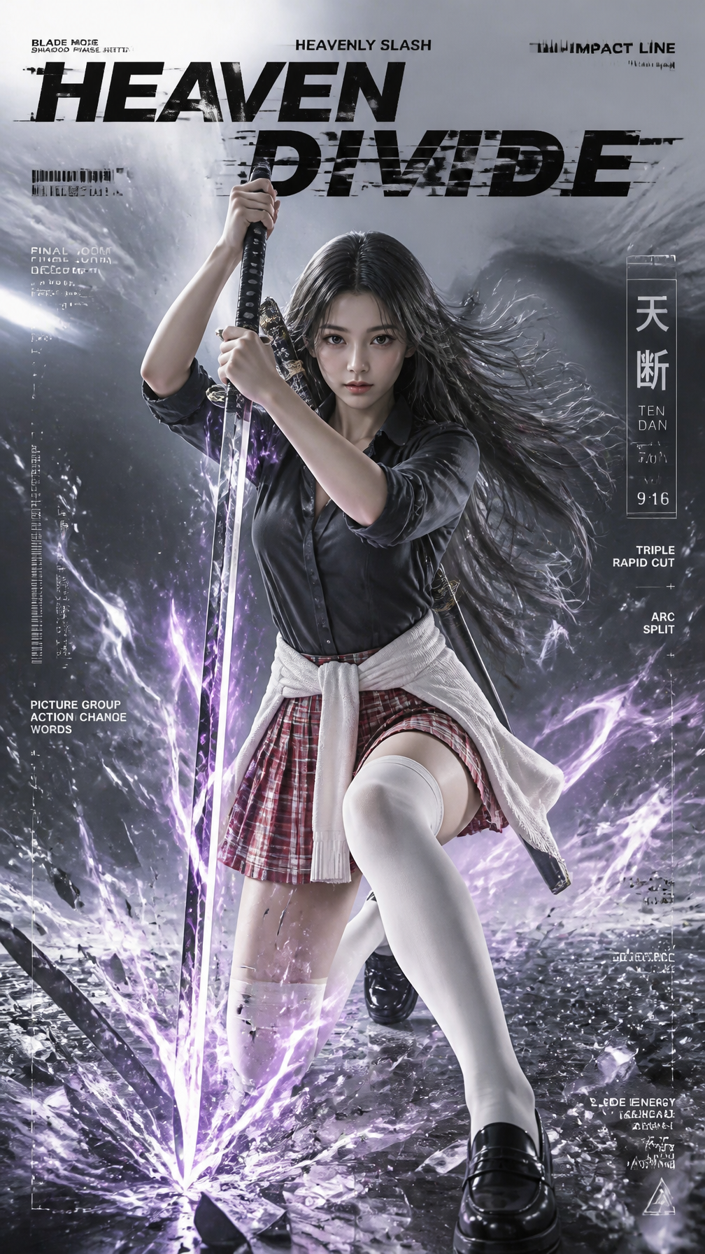 Cyberpunk Samurai Action Poster Series
