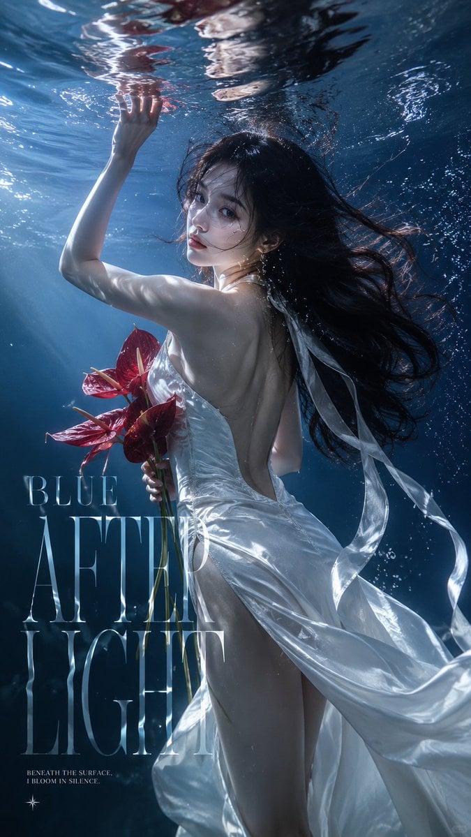Underwater Haute Couture Editorial Poster