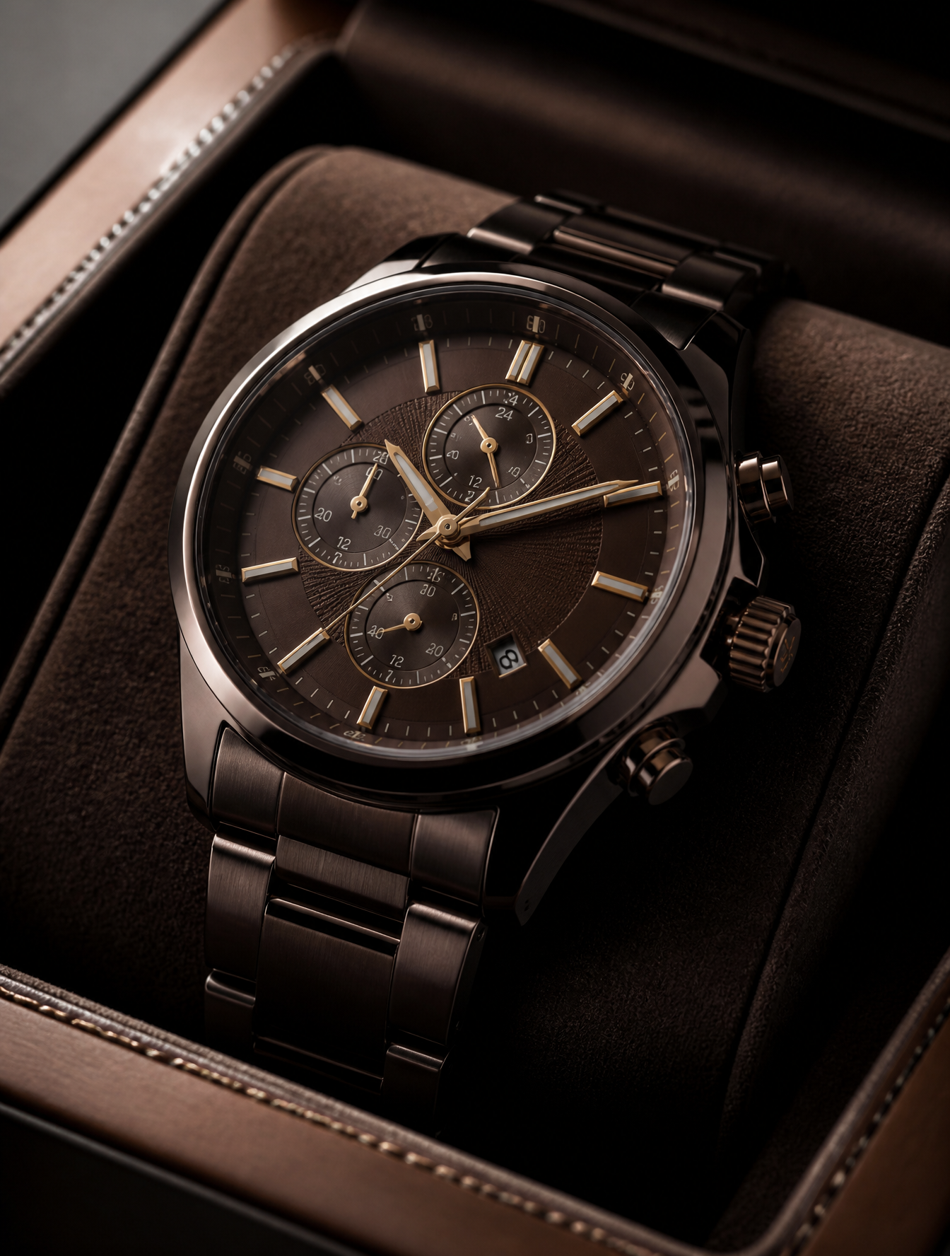 Elite Dark Brown Metallic Titan Timepiece