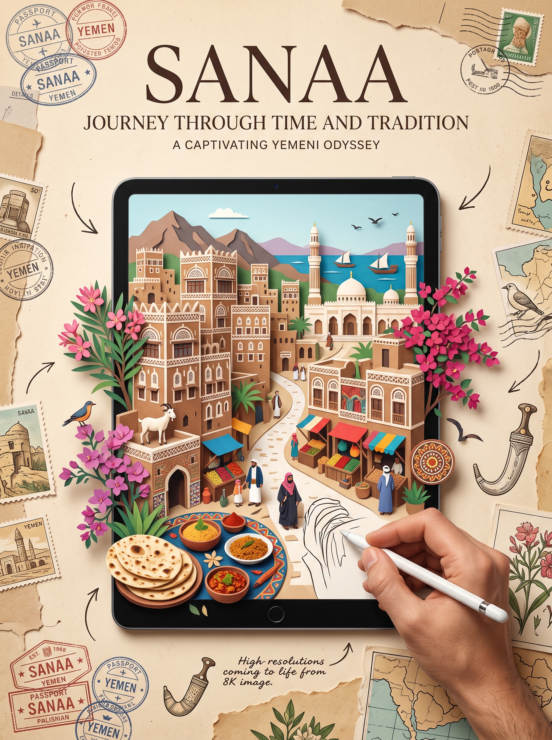 Sanaa Heritage: 3D Papercraft Travel Concept