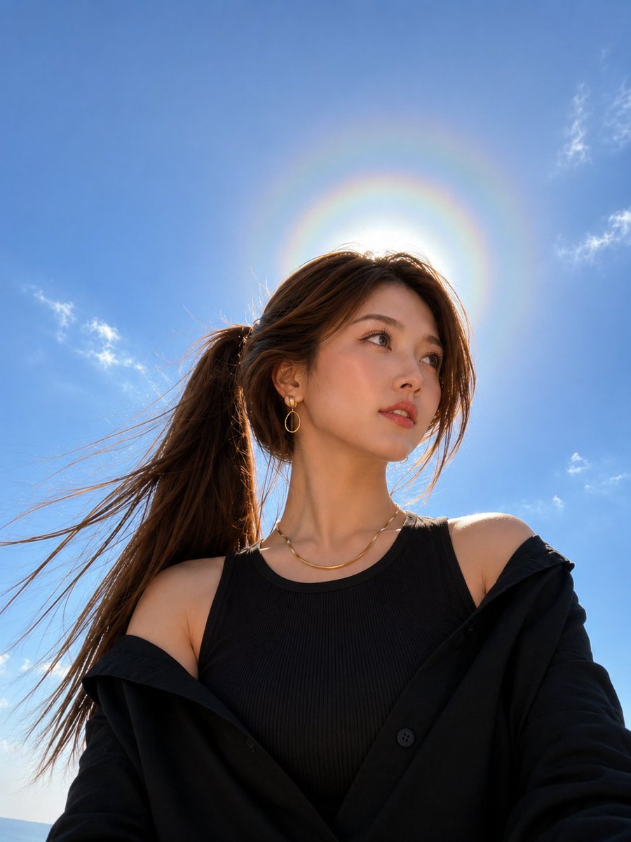 Editorial Portrait with Celestial Solar Halo