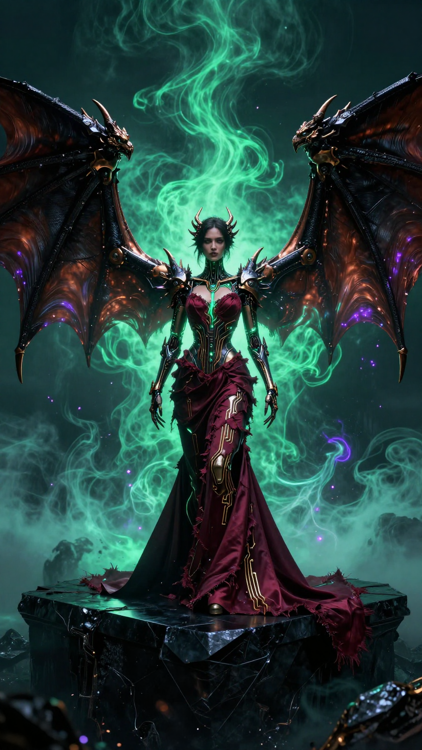 Cybernetic Dragon Assassin in Necrotic Void