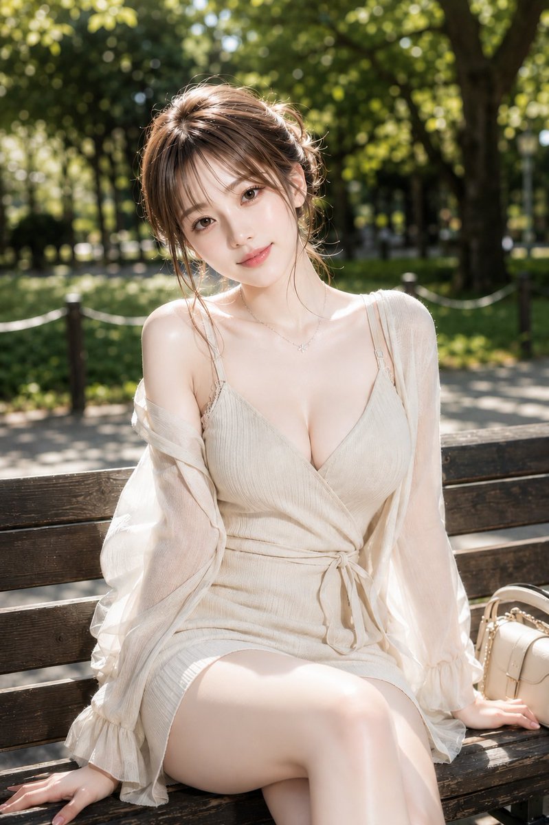 Sun-Dappled Summer Portrait on a Park Bench