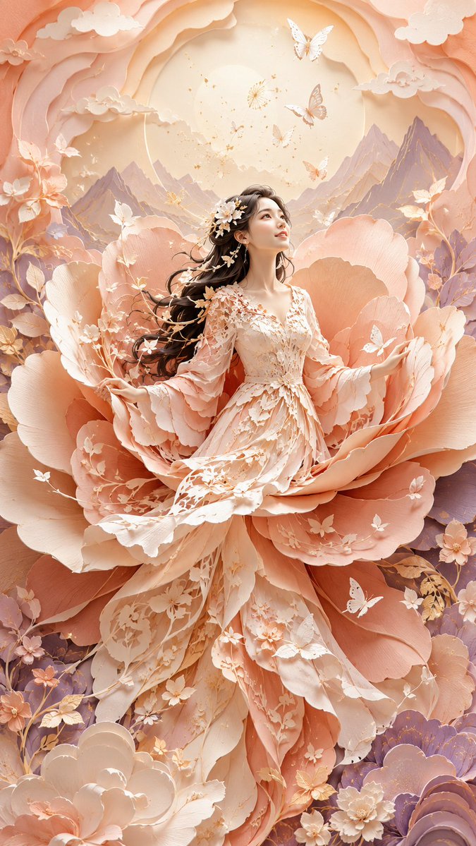 Awakening Bloom: Modern Oriental 3D Papercut Art
