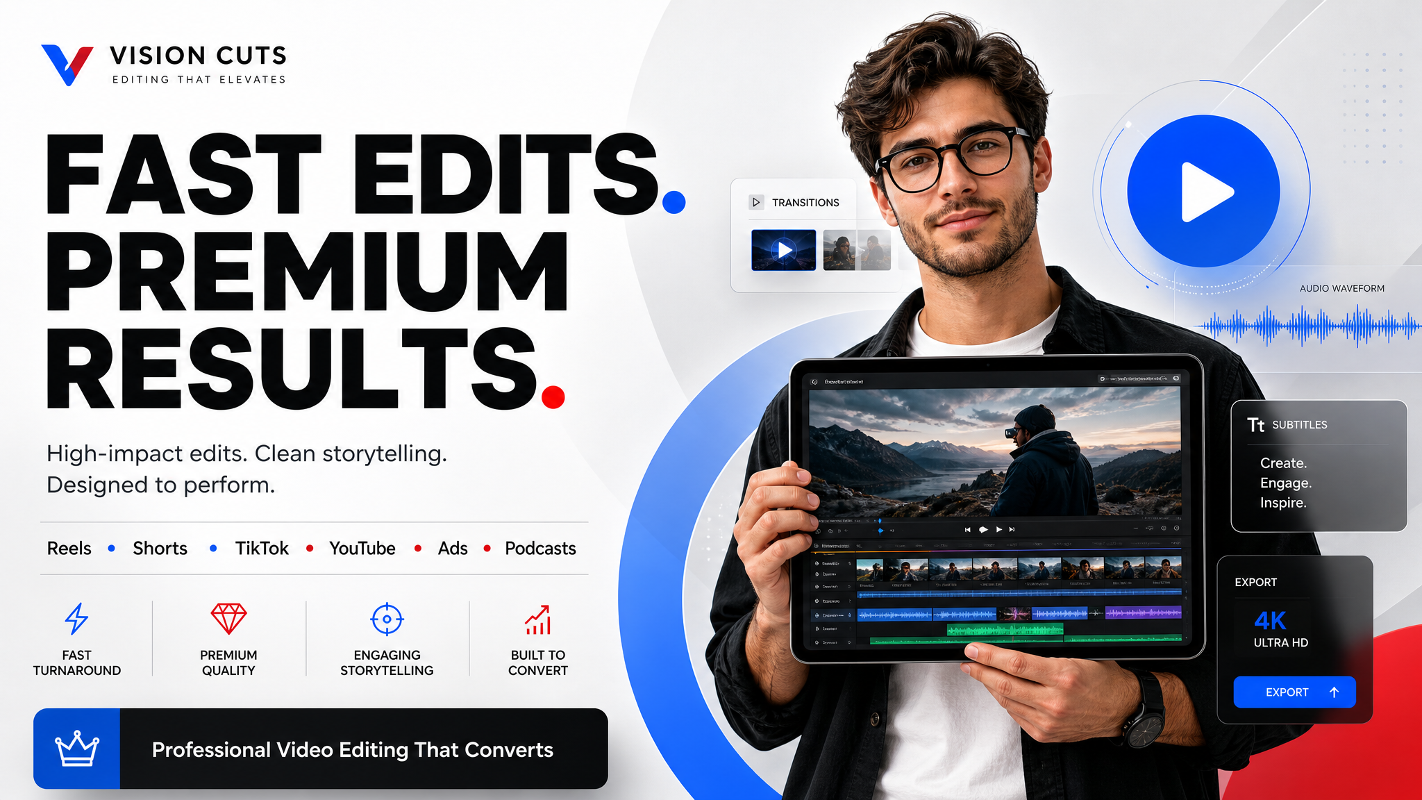 High-End Minimalist Video Editing Service Ad