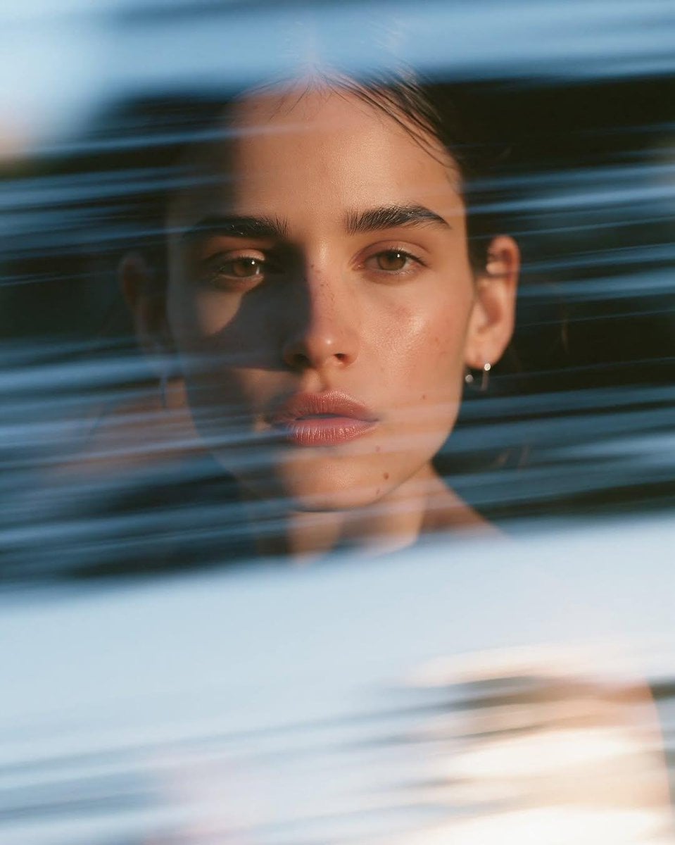 Ethereal Blue Glass Portrait