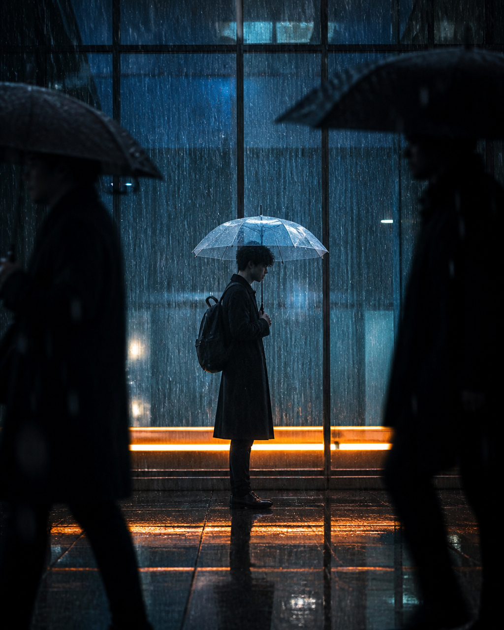 Solitude in the Rainy Neon Metropolis