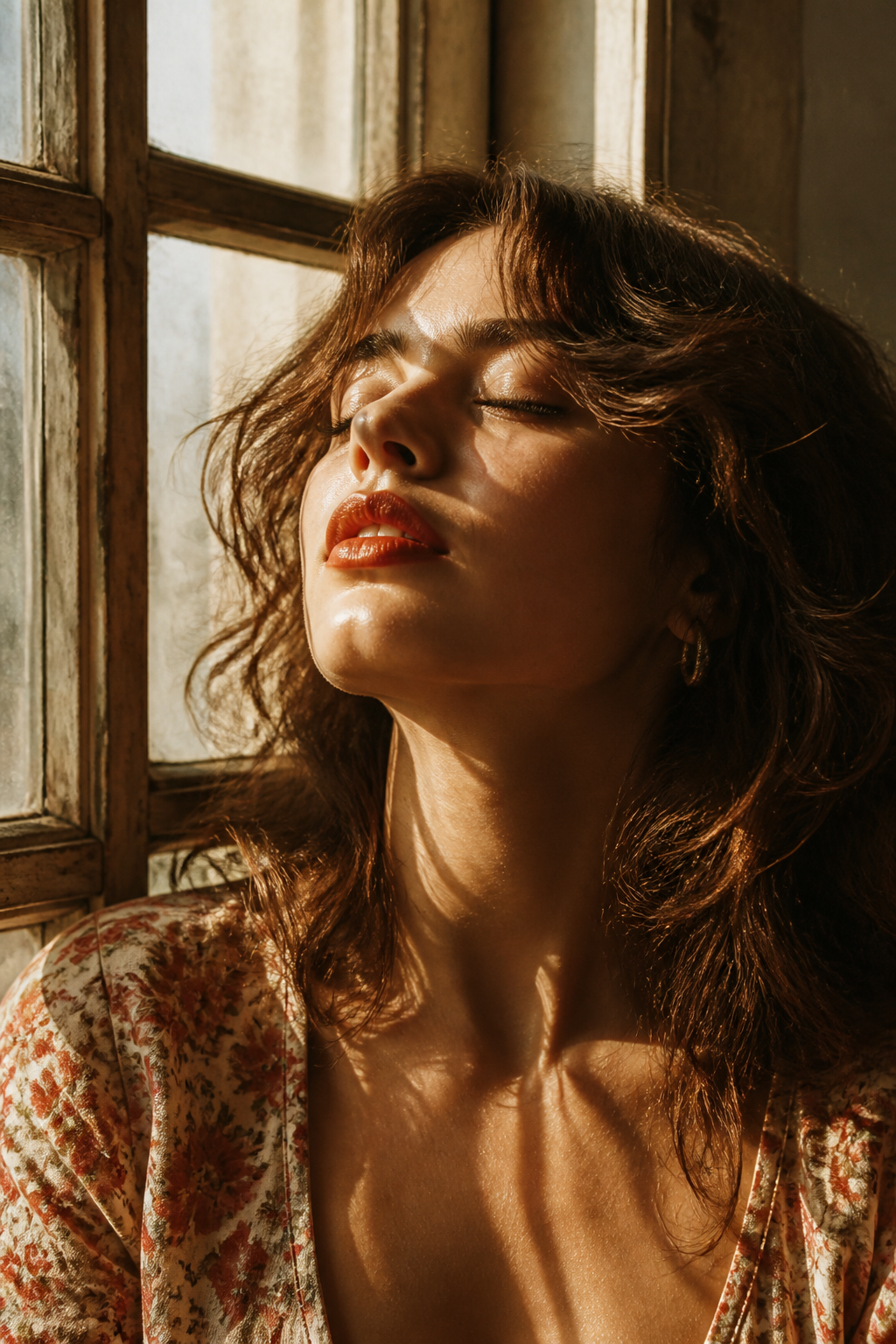 Golden Hour Retro Portrait by Window