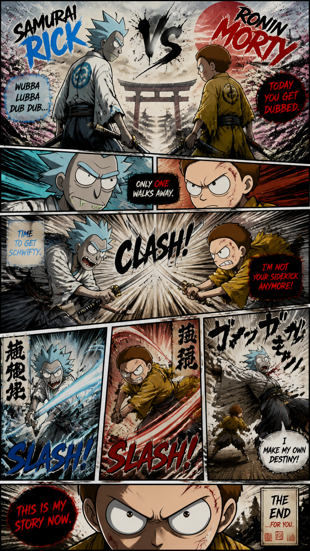Samurai Rick vs Ronin Morty: Epic Manga Clash