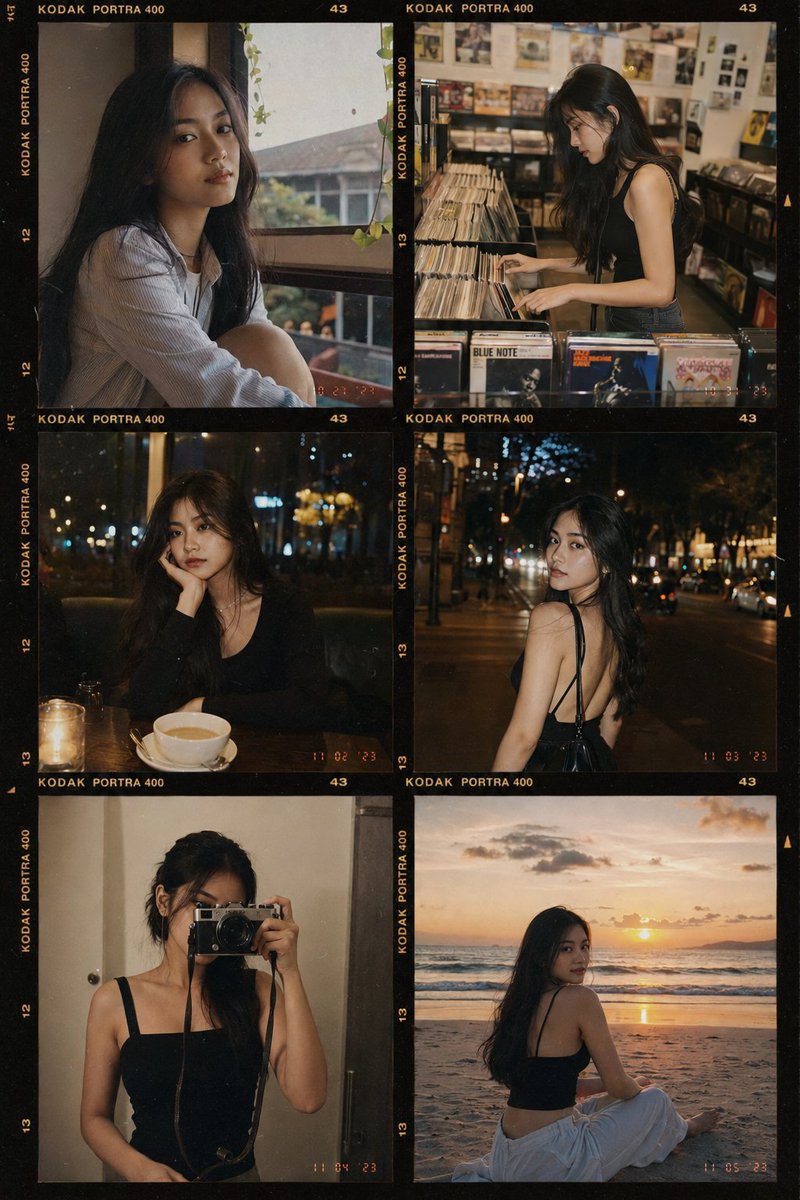 Vintage Analog Contact Sheet of Indonesian Woman