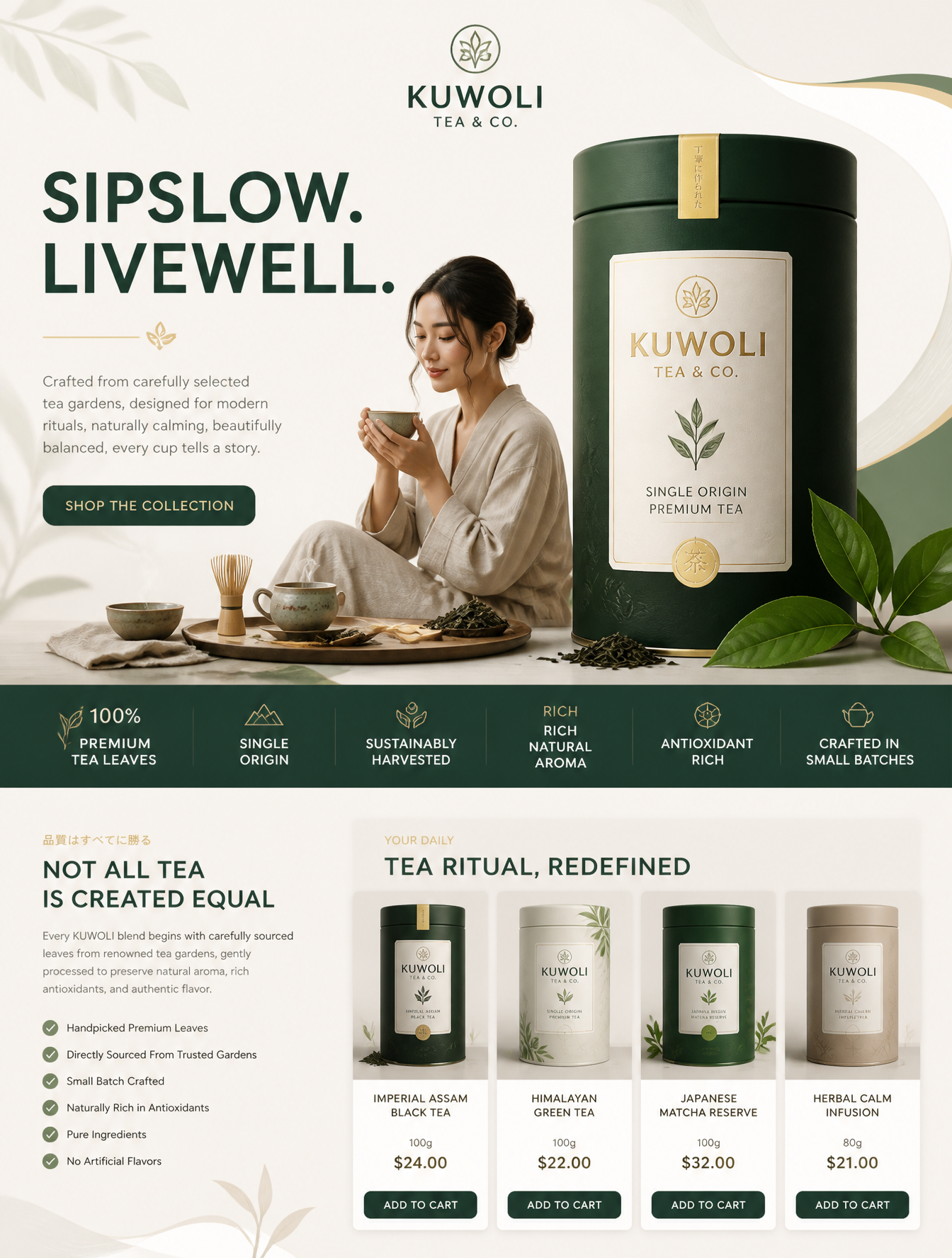 KUWOLI Luxury Tea Ritual Editorial Poster