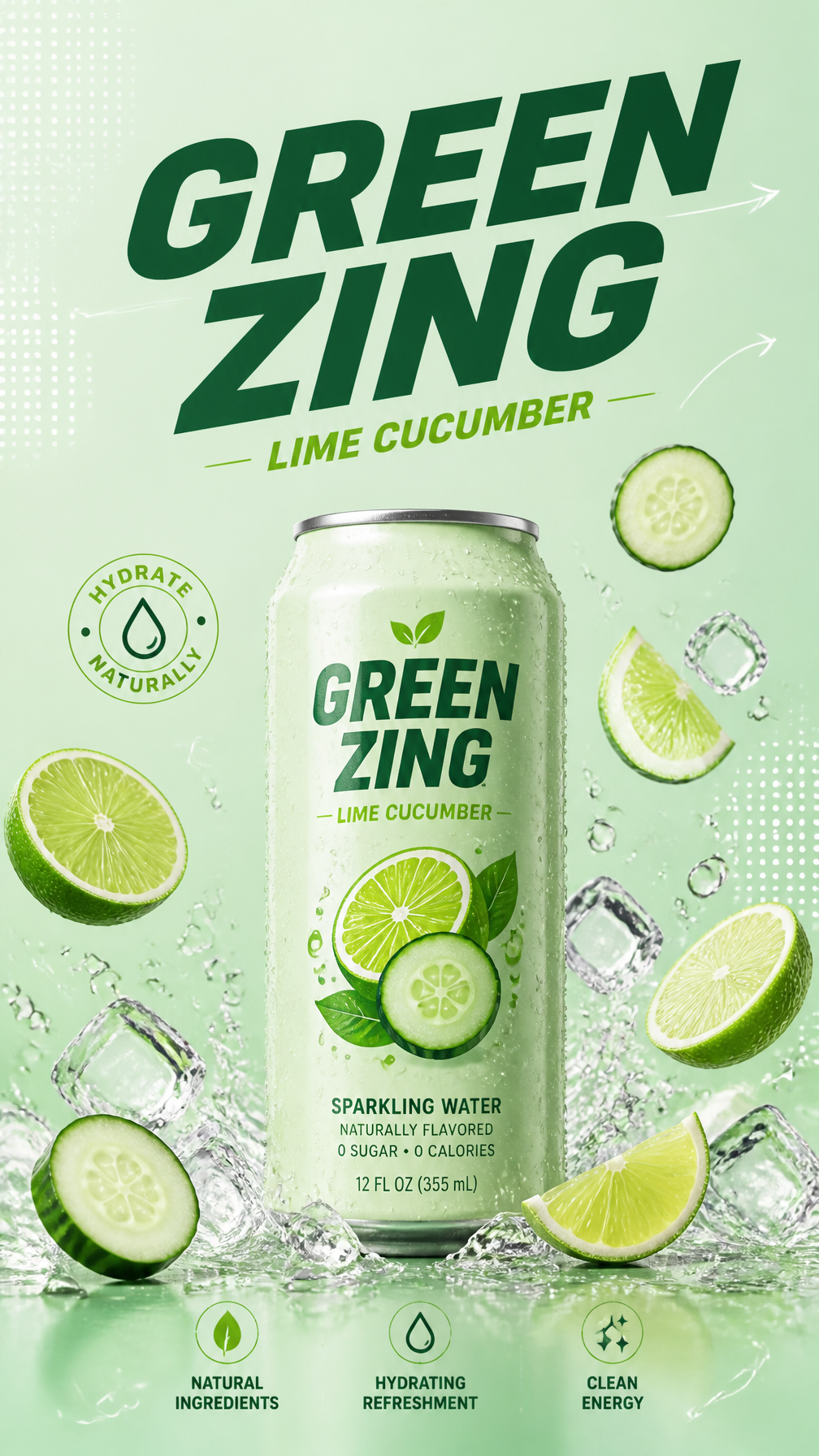 Refreshing Lime Cucumber Sparkling Drink Ad