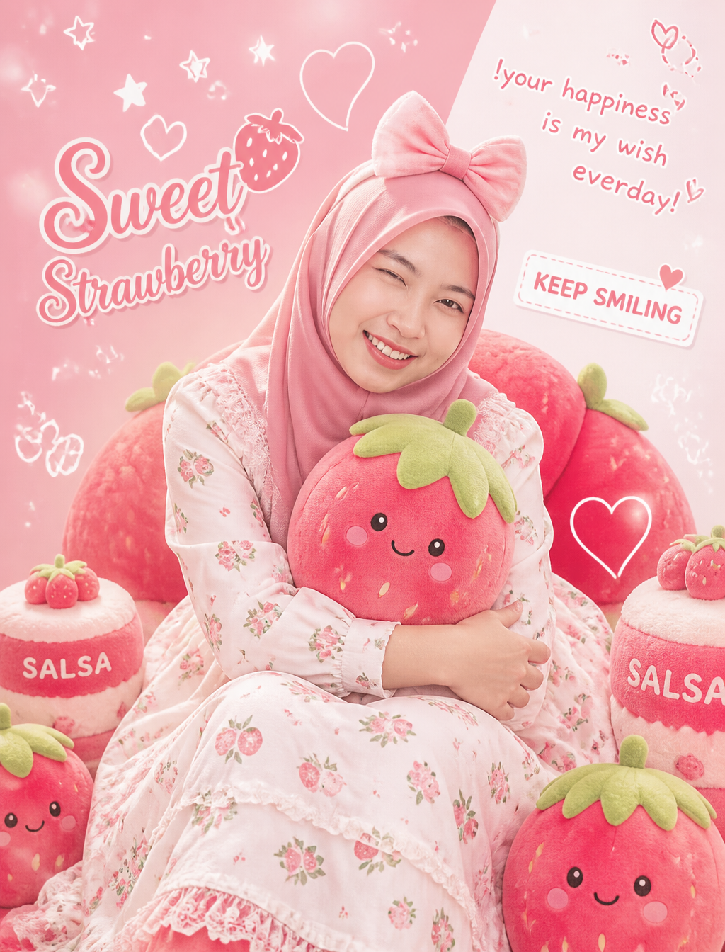 Kawaii Strawberry Dream Poster Portrait