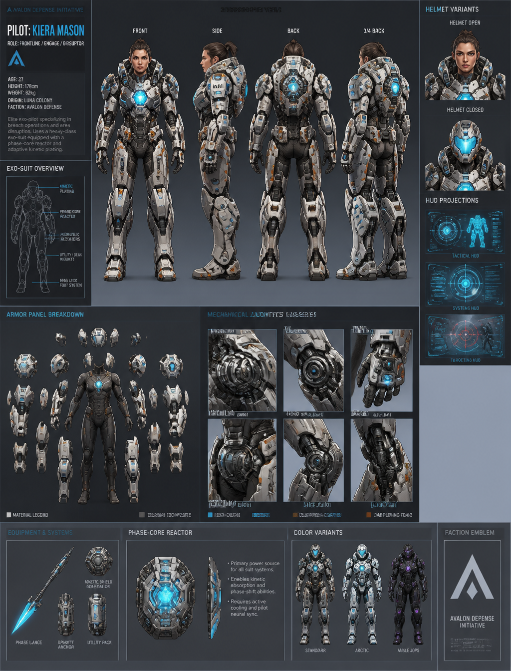 Advanced Exo-Suit Mecha Pilot Concept Sheet