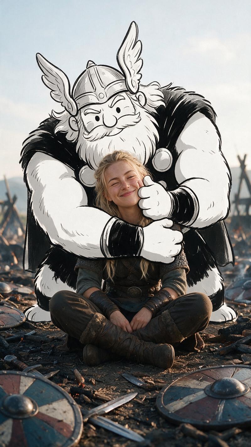 Playful Viking Warrior and Thor Doodle