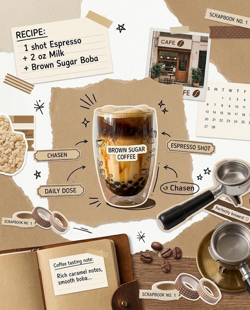 Rustic Brown Sugar Coffee Scrapbook Composition