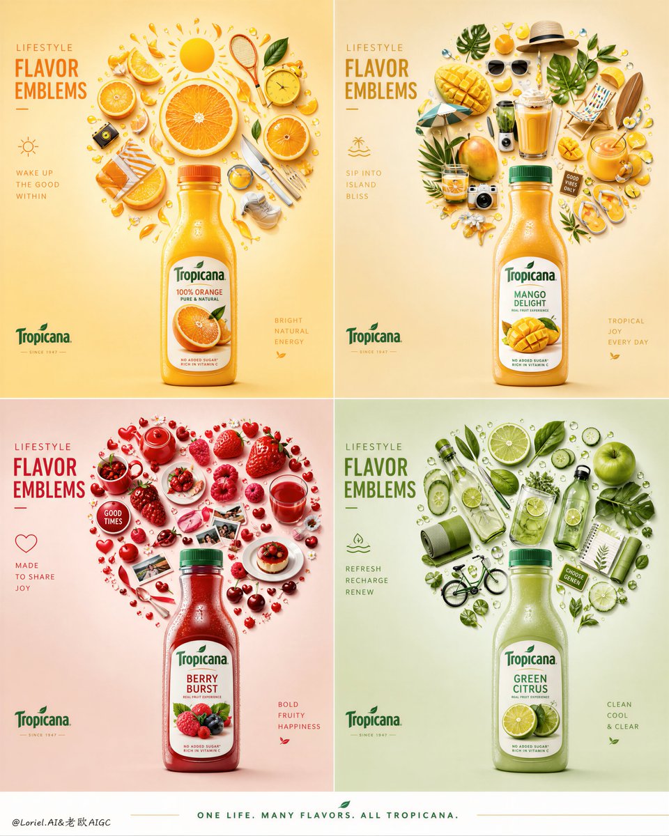 Tropicana Lifestyle Emblem Multi-Flavor Campaign Board