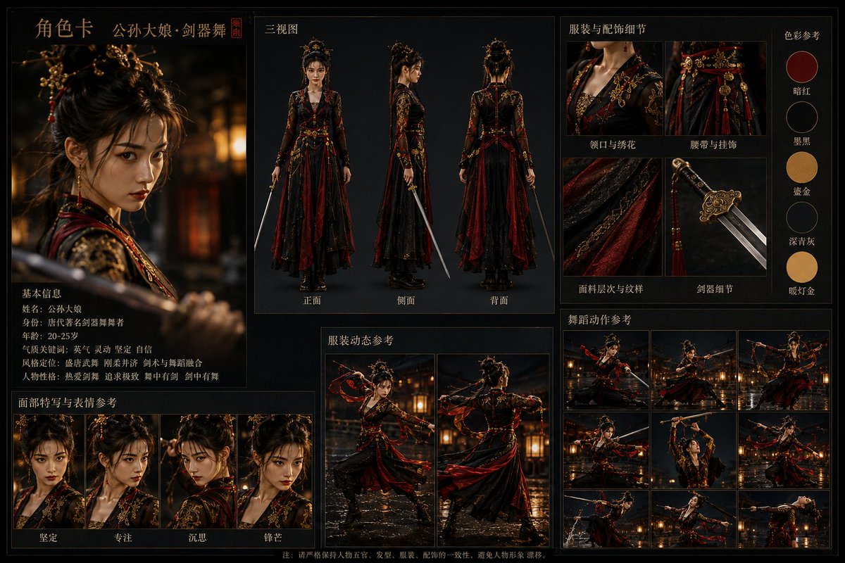 Photorealistic Warrior Dancer Reference Sheet