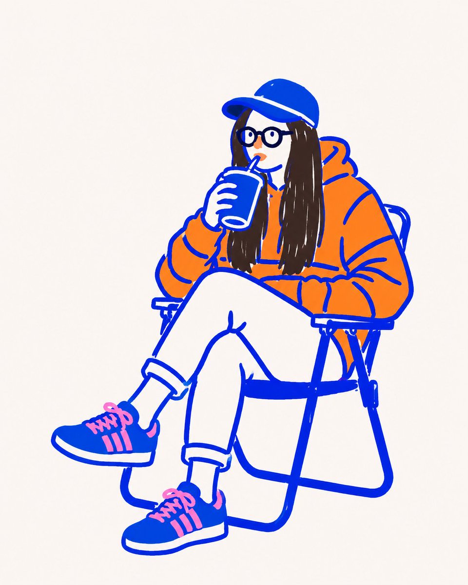Minimalist Cobalt Blue Vector Doodle