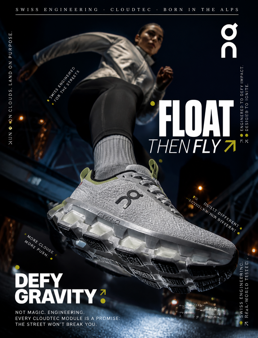 On Cloudmonster Urban Gravity Leap Advertisement