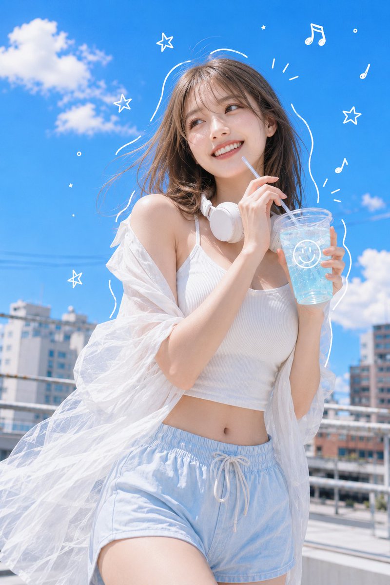 Summer Breeze Soda Portrait on City Rooftop