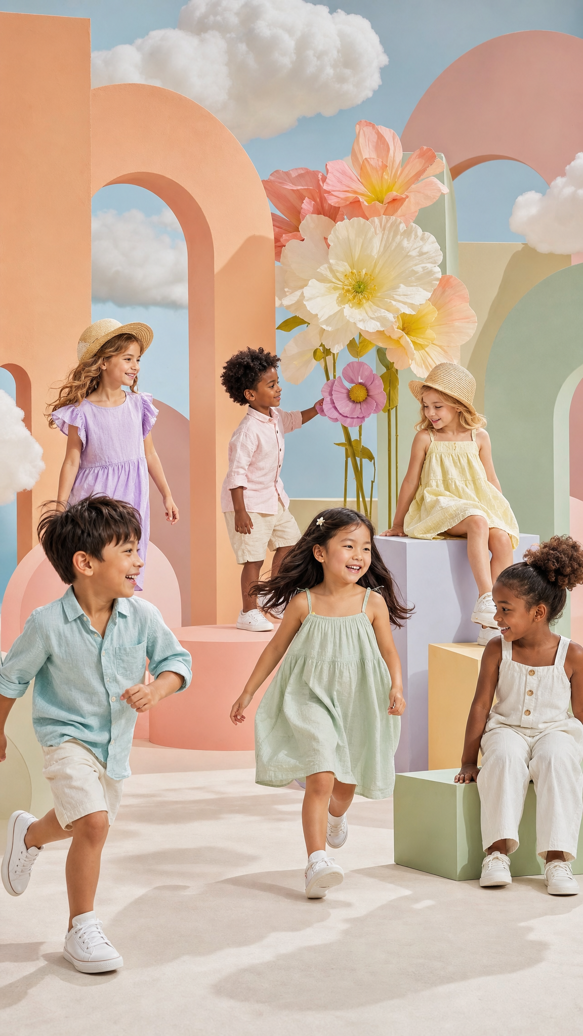 Diverse Kids Pastel Summer Editorial