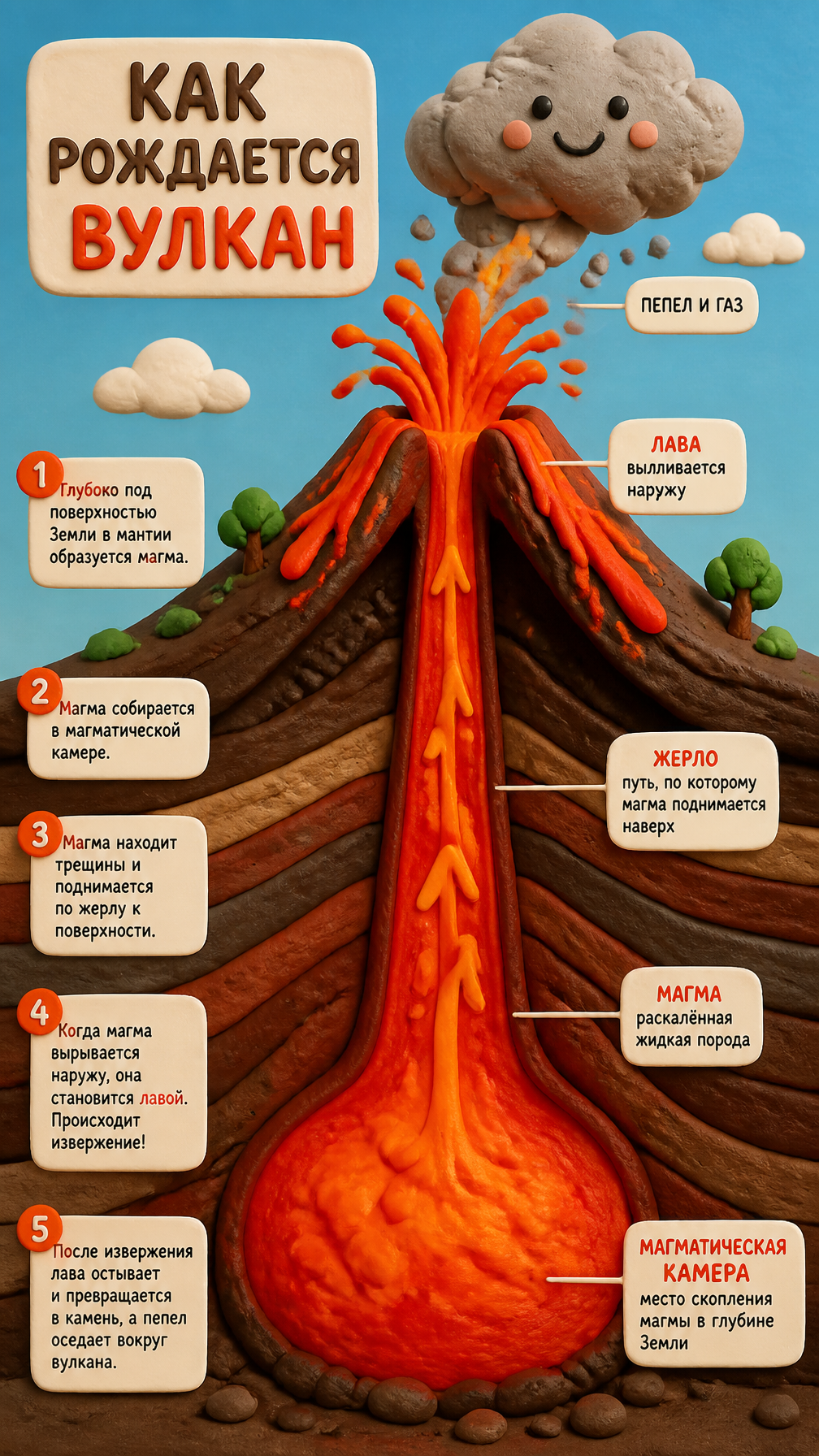 Claymation Volcano Anatomy for Kids