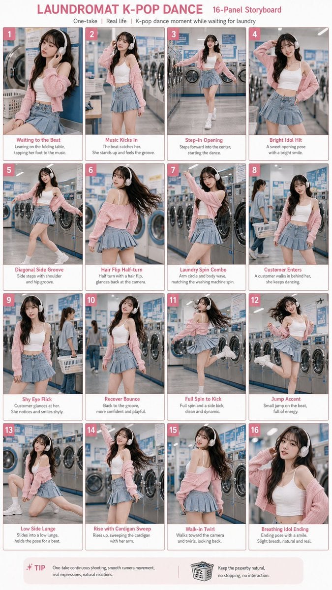 K-Pop Idol Urban Dance Routine in Bright Laundromat