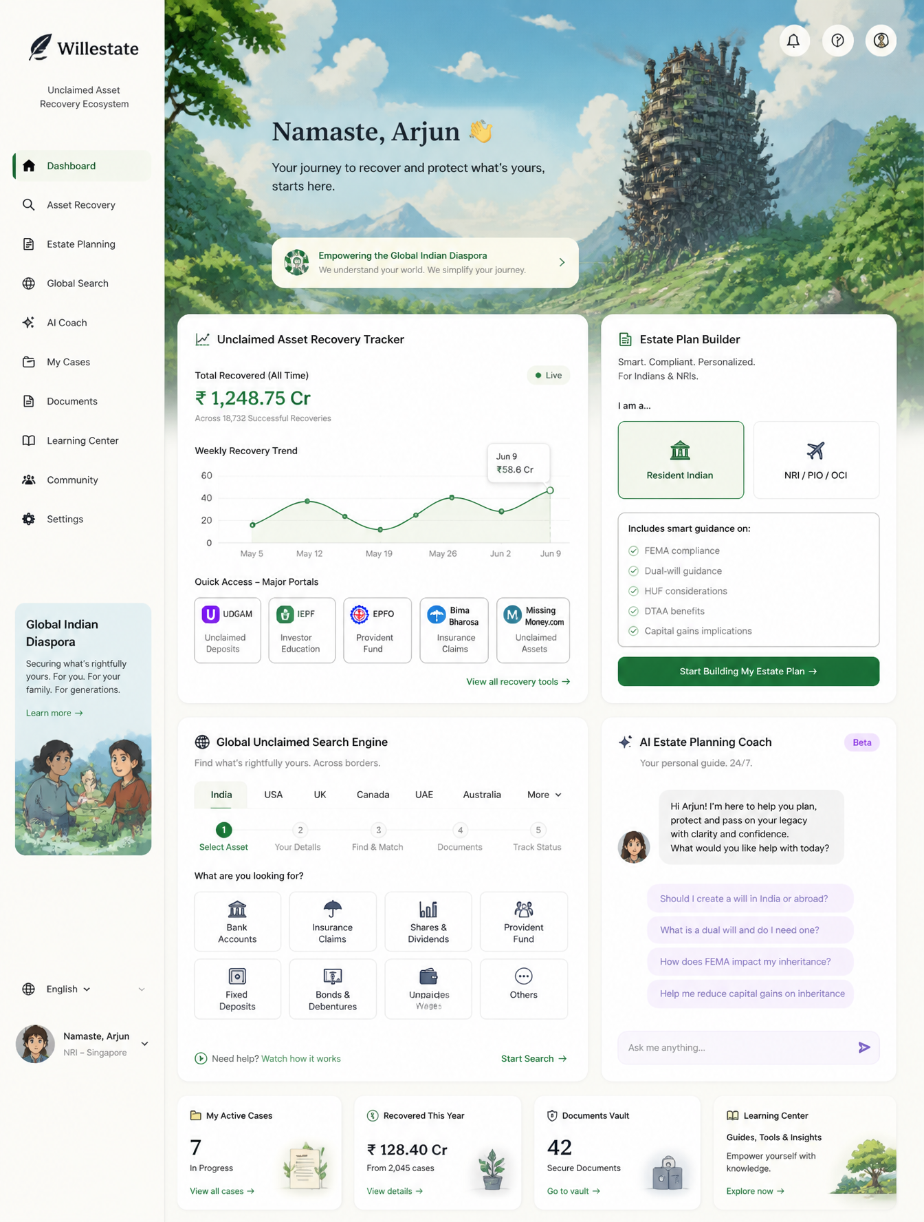 Ghibli-Inspired Unclaimed Asset Recovery Dashboard