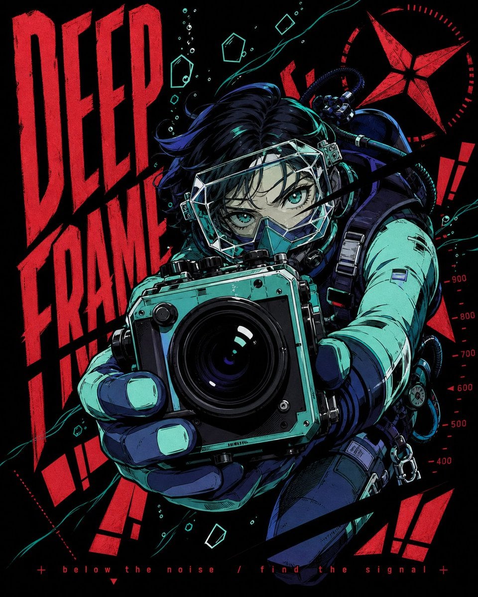 Neon Teal & Crimson Manga Action Poster