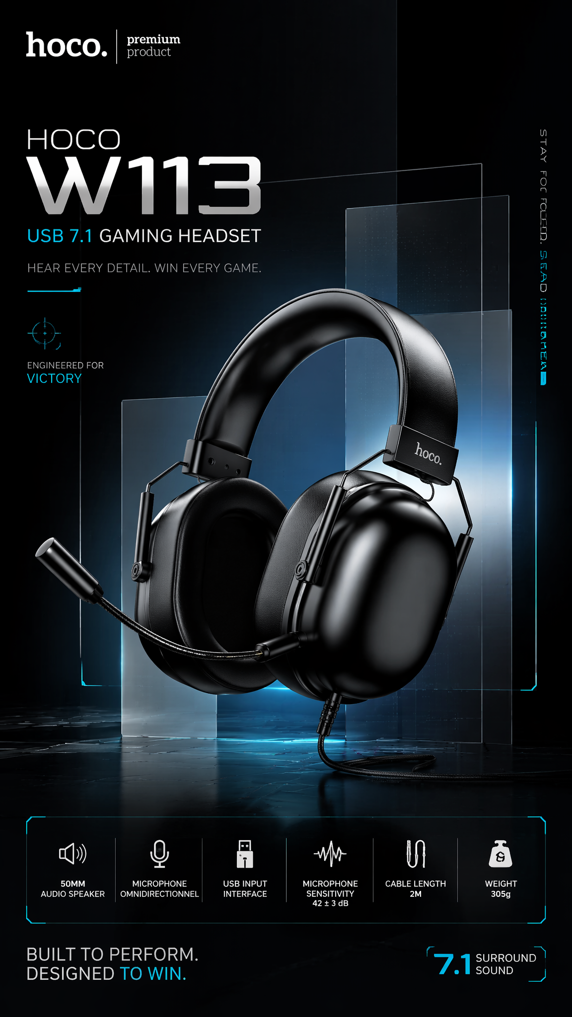 Luxury HOCO W113 Gaming Headset Commercial Poster