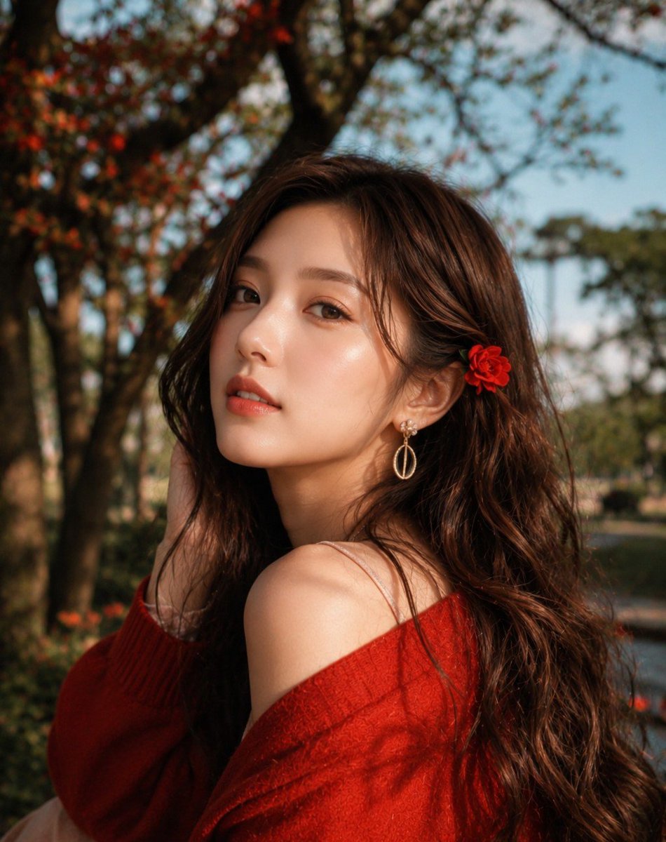 Golden Hour East Asian Portrait in Autumn Bloom