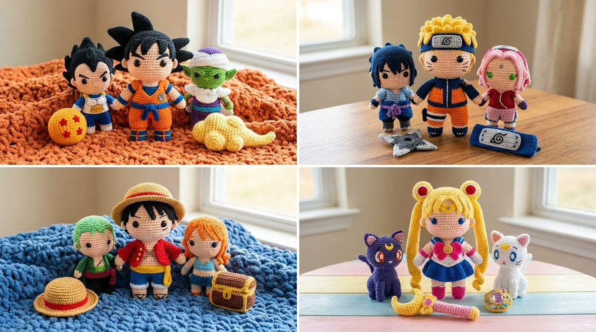 Manga Character Amigurumi Grid