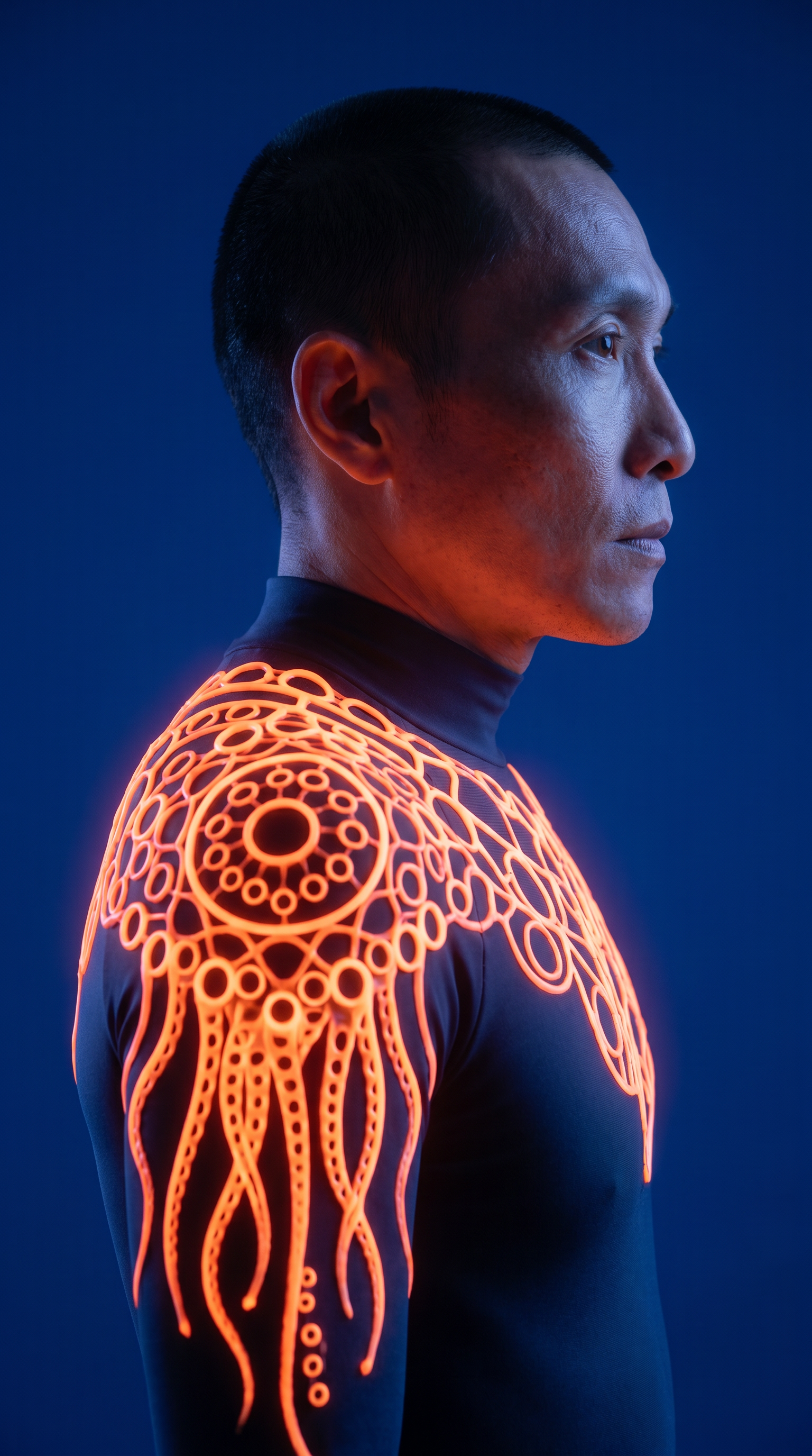 Bioluminescent Neon Lattice Portrait