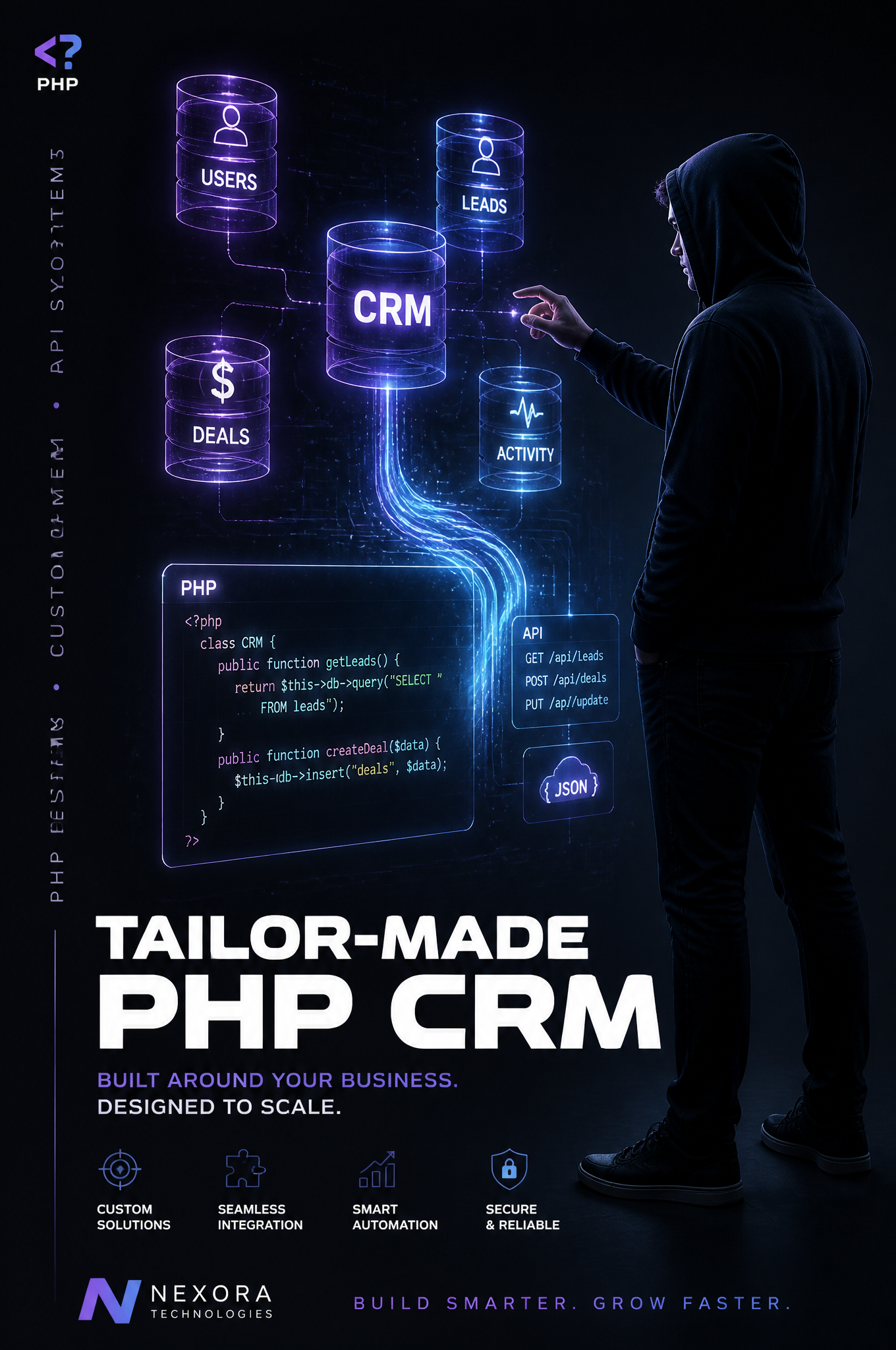 Futuristic PHP CRM Software Architect Visual