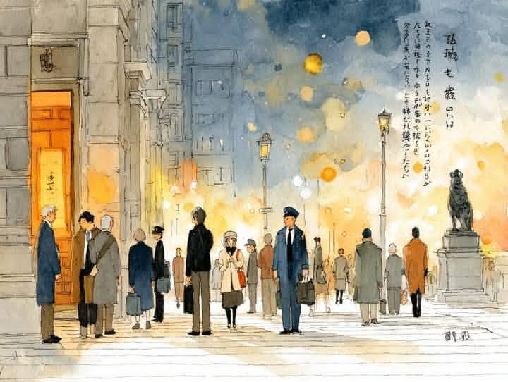 Cinematic Watercolor Architectural Scene